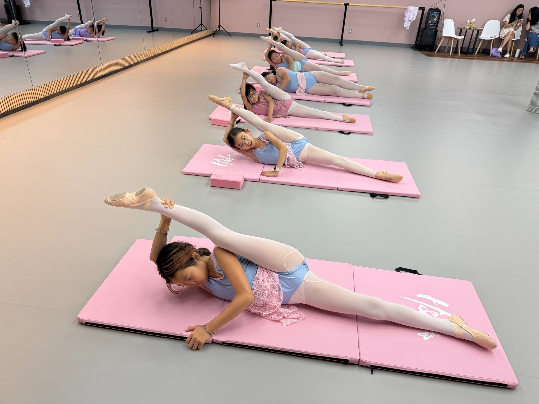 H&L Dance adult students practicing at the barre in the Ann Arbor studio