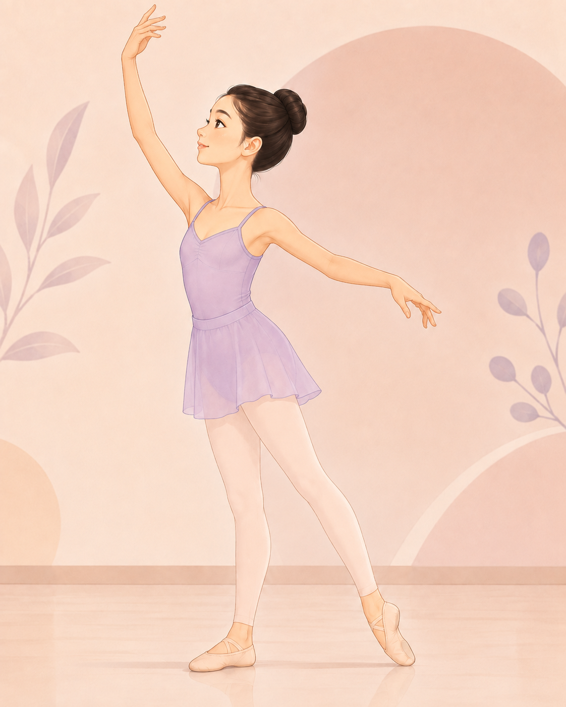 Cartoon illustration showing a dancer with hair neatly secured away from the face